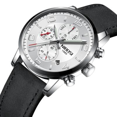 China Chronograph Dial Hour Second Minute Round Elegant Brand Quartz Leather Watch for sale