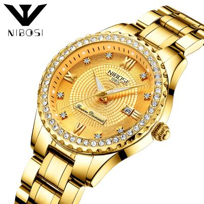 China Chronograph 24K Gold Diamond Stainless Steal Fancy Quartz Ladies Watch for sale