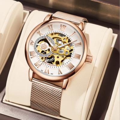 China New Water Resistant Fashion Stainless Steel Female Automatic Watch Hollow Out Women Watch Mechanical Ladies Luminous Wrist Watch for sale