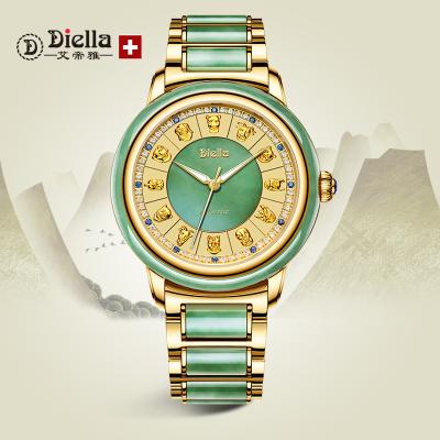 China The Diella 6007 Chronograph 50 Meter Waterproof Nephrite Jade Watch from Sapphire Mirror Classic Traditional Style for sale