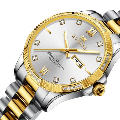 China Day/Date True Diamond Couples Watch Brand Luxury Men Watch 5 Atmosphere Japanese Movement Luminous Women Wrist Watch for sale