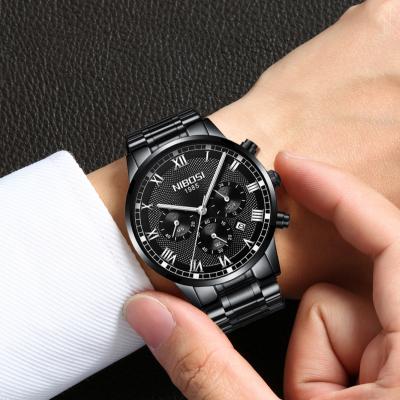 China Roman Numeral Chronograph Minute Second Hour Dial Calendar Date Automatic Black Faced Classic OEM Quartz Watch for sale