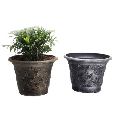 China Modern wholesales Leizisure pp painting flower pot bronze gold classic small plastic pot for sale