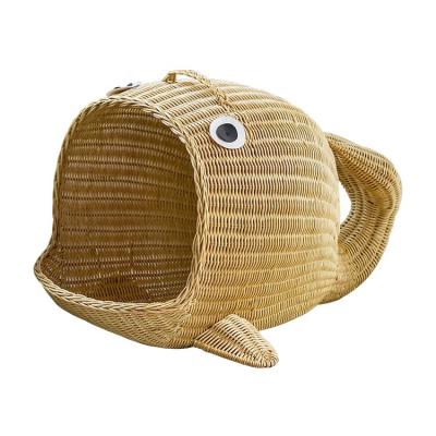 China Waterproof Fish Shaped Cat's Nest Modern Cat House Cat Rattan House for sale