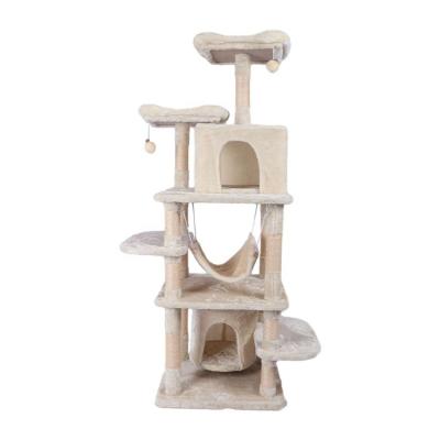 China China Pet Cat Tree Sustainable Tower Housing Tall Wooden Happy Cat Tree for sale