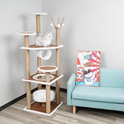 China Viable Luxury Tower of Cat Climbing Frame Scratch Board Cat Pillar Cat Tree Condo for sale