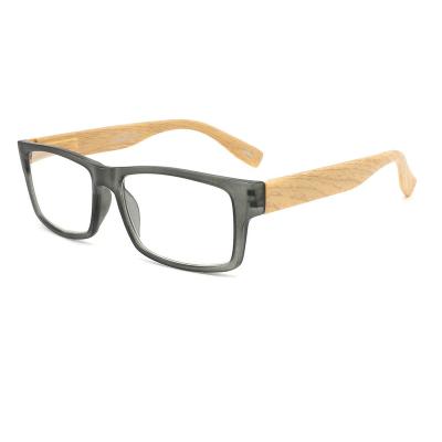 China Unisex Square Shape PC Frame Wooden Temples Readers For Adult Wooden Reading Glasses for sale