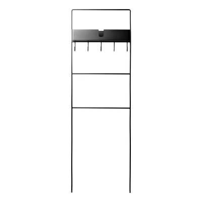 China Standing Type Wholesale Style Metal Shelf Storage Wall Bathroom Outdoor Black Color Metal Shelf Towel Rack for sale