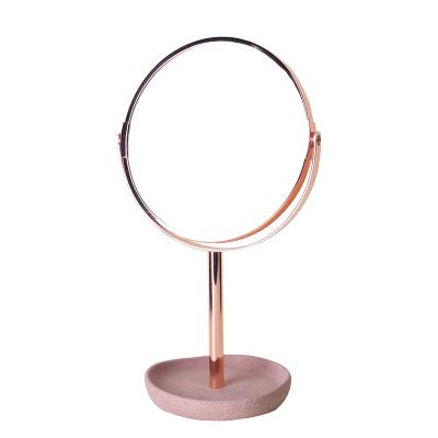 China CLASSIC Bathroom Table Mirror Red Sand Cement Base 1X 3X Magnifying Dressing Makeup Mirror for sale