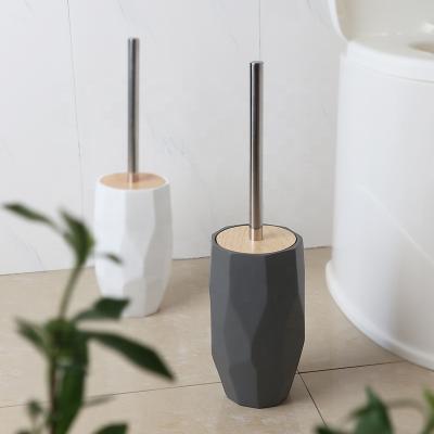 China Sustainable Bathroom Accessories Set Standing Household Bowl Brush Holder Toilet Cleaning Brush for sale