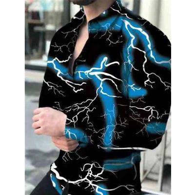 China New Men's Anti-pilling Printed Shirts Plus Size Slim Long Sleeve Shirts for sale