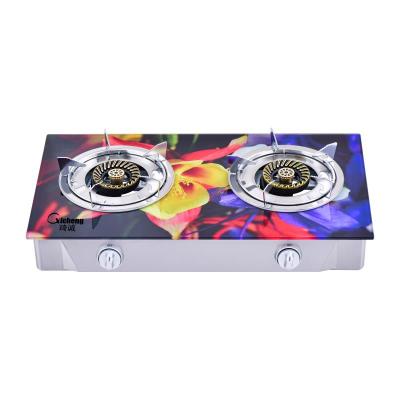 China Hot Sales Car Kitchen Cooking 2 Burner Glass Top Gas Stove for sale