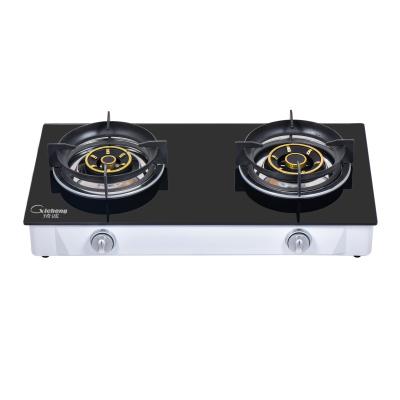 China Glass Panel Hotel 2burners LNG Energy Save Energy Environmental Cheap Gas Cooker for sale