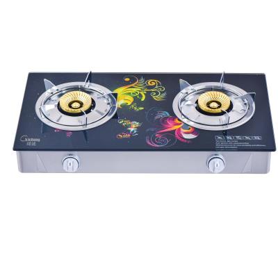 China Hotel 2burners Glass Panel LNG Cheap Price Save Energy Environmental Gas Stove for sale