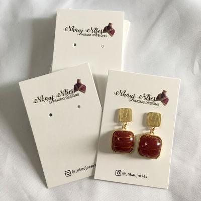 China Custom Sustainable Garment Cotton Card Hang Tags Recyclable Paper Label With Apparel Brand Logo Earrings Hang Tags for sale