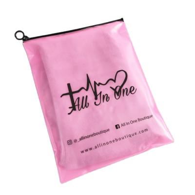 China Recyclable Custom Color Bag Packaging Ziplock Bag With Logo Pink Packaging Zip Bags For Clothes for sale