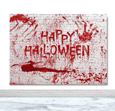 China Happy Polyester Fabric Halloween Horror Theme Party Decoration Blood Hand Print Background Fabric Layout Background for sale