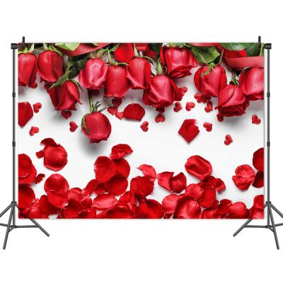 China Vinyl Valentine's Day Background Cloth Mother's Day Mounted Flowers Wall Wedding Decor Photography Backdrop for sale