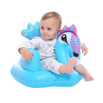 China 2021 New Traditional Cartoon Peacock Design Blue Bath Toy Inflatable Baby Chairs Sofa Kids Baby Seat Baby Sofa for sale