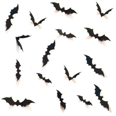 China Home Decor and Weapon 12/28/60 Pcs Halloween Decoration 3D Black Bat Halloween Party DIY Bar Room Decor Party Props Scary Wall Sticker for sale