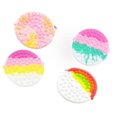 China Fashion Women Silicone Rainbow DIY Bag Wallet Trigger Finger Swirl Toy Squeeze Fidget Sensory For Children for sale