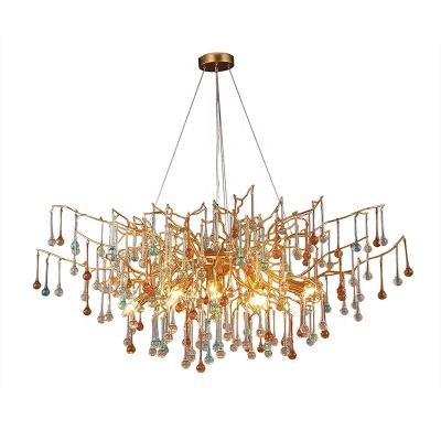 China New Modern Style French Color Droplet Chandelier and Branch Luxurious Chandelier Glass Chandelier for sale