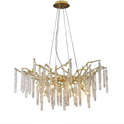 China Modern Nordic Luxury Glass Led Chandelier Branch Lamp For Living Room Hotel Hall Art Decor Lighting for sale