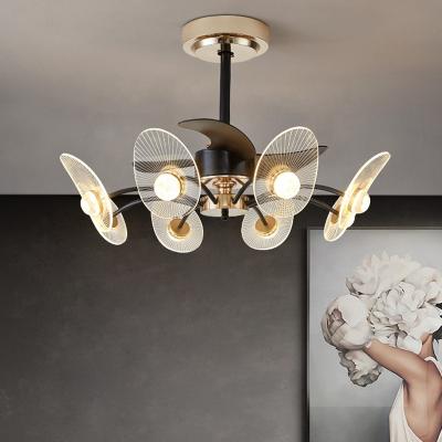 China New Style 2022 Modern Fan Chandelier Living Room Fan Lamp Control Led Ceiling Fan Lamps for sale