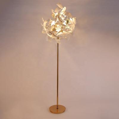 China Modern Nordic Simple Living Room Bedroom Light Floor Leaf Indoor Lighting Ginkgo Standing Lamp for sale