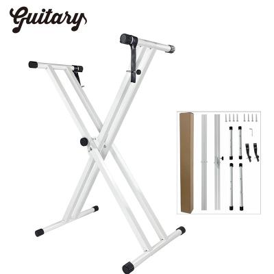 China Durable Flexible Double X Durable White Music Keyboard Piano Stand with Locking Straps for sale