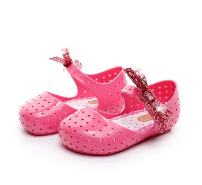 China Hot Selling Lovely Design Waterproof Kids Comfortable PVC Sandal Toddler Girl PVC Princess Shoes Bow Kids Shoes for sale