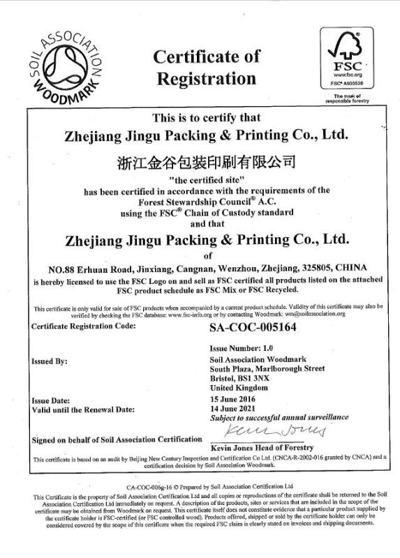 FSC - Zhejiang Jingu Packing&Printing Co., Ltd.