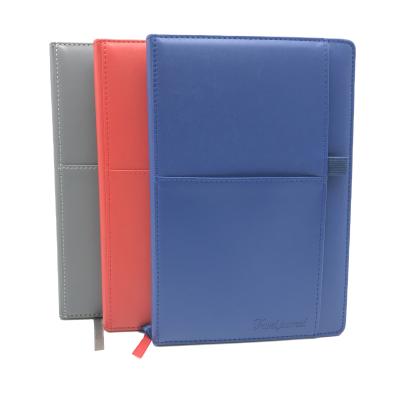 China Functional A5 Hardcover Book PU Wallet Notebook Notebook With Two Pockets On The Cover for sale