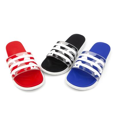 China New Stripe Anti-odor Design Male Slippers Fashion Double Color Insole Custom Design Comfortable Slides Slippers For Man for sale