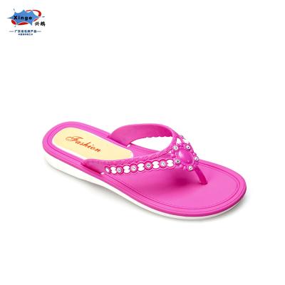 China Custom Logo Trendy Daily Logo PVC Material Flip Flops Sweat-absorbent Slippers Shoes For Ladies for sale