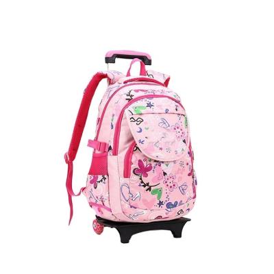 China Kids Student Nylon Trolley Bag Anti-theft Rolling Backpack With Trolley Wheeled Hand, Kids Trolley School Bag, Kids Trolley Bag for sale