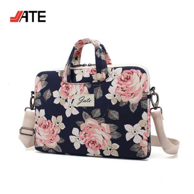 China Ergonomic Messenger Bags White Rose Patten Ergonomic Canvas Computer Messenger Bag for sale