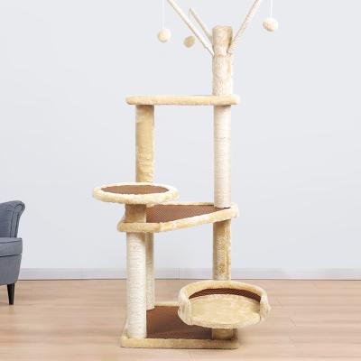 China Cat Scratching Post stored for wall Cat Scratcher Tree Tower Wooden Cat Tree House for sale