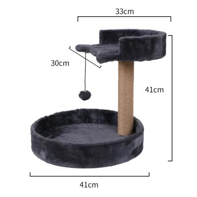 China 2022 New Design Amazon Plush Small Cat Scratcher Hot Selling Short Solid Wood Stocked for Cats Playing Resting and Sleeping for sale