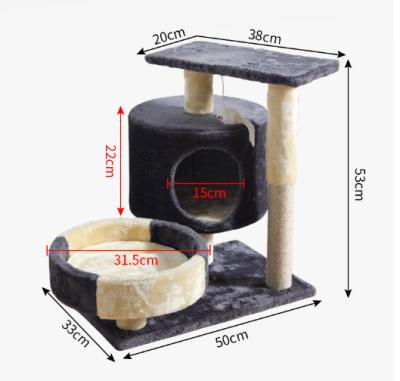 China Wholesale Cheap Stocked Sisal Cat Tree Tier Housing Furniture Wooden Cat Scratcher Tree for sale