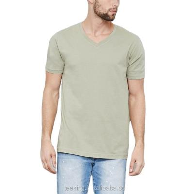 China Custom Anti-pilling Mens Tees Fashion Casual Fit Plain V Neck Tee for sale