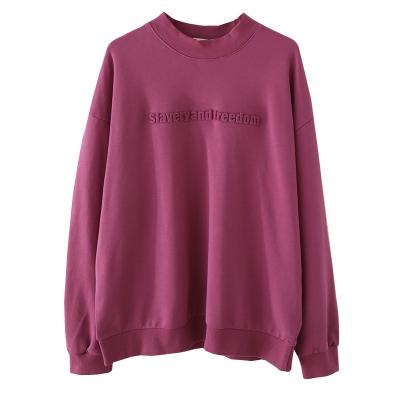 China Anti-pilling custom cotton sweatshirts without hood custom embossed sweatshirt for sale