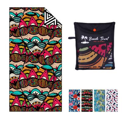 China Amazon Hot Selling Hypoallergenic Printed Microfiber Quick Dry Sand Free Beach Towel With Custom Logo for sale