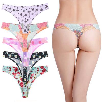 China Antibacterial seamless sexy seamless thong underwear OEM size ladies thong ladies underwear custom printing for sale