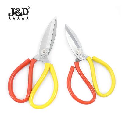 China Alloy Steel Universal Large Cutting Head Scissors Head Wide Of Two Color Handle Civil Industrial Scissors DIY Manual Scissors for sale