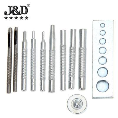 China 11pcs/set Button Installation Snaps Button Tool Kit Rivet and Snaps Install 7in1 Base Punch 633/655/831/201 Manual Installation Tools for sale