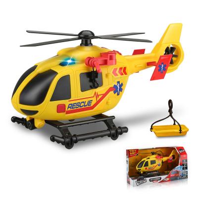 China Free Service Rescue Vehicle City Helicopter Wheel Freewheel Helicopter Flying Toy Vehicles with Lights and Sound for Boys Kids for sale