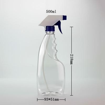 China Clean Liquid PET Trigger 500ml Gun Clear Chemical Spray Bottles for sale