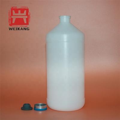 China Wholesale Medicine HDPE PP 1L Plastic Vaccine Bottle With Rubber Stopper For Pharmaceutical Use for sale