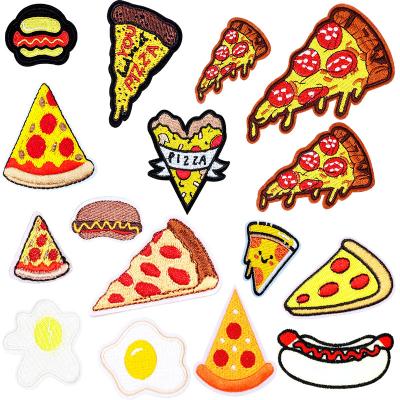 China Iron-on Wholesale 0n DIY Embroidery Iron On Hamburger And Pizza Food Patch For Clothes Bag Hat Decoration Patches Tie Accessories for sale